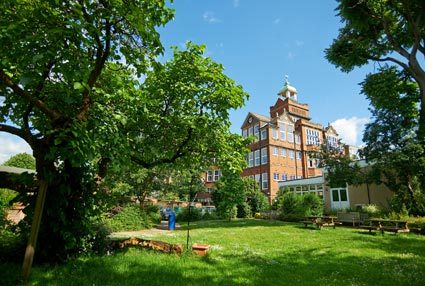 A summer view of The Camden School for Girls